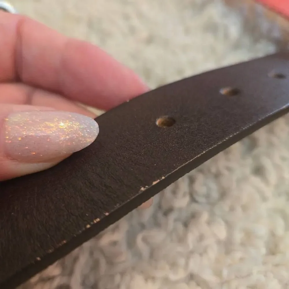 Southern Tide Pink Khaki Belt Dark Brown Leather size 32